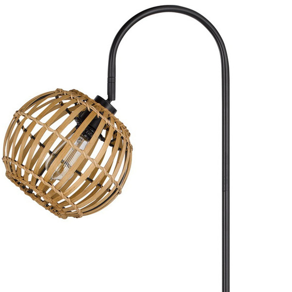 Black Traditional Shaped Floor Lamp With Brown Globe Shade By Homeroots | Floor Lamps | Modishstore - 4