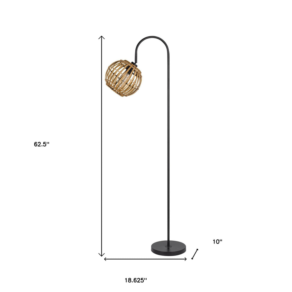 Black Traditional Shaped Floor Lamp With Brown Globe Shade By Homeroots | Floor Lamps | Modishstore - 5