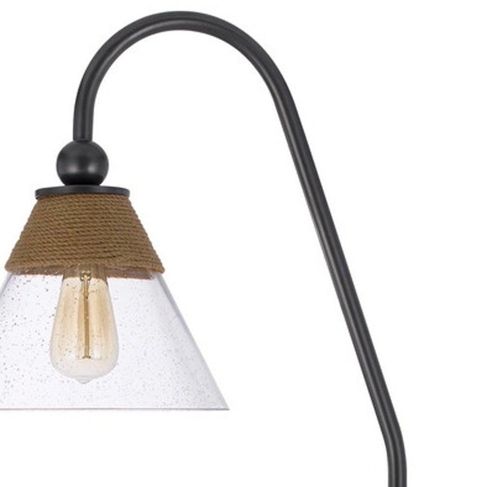 Brown Traditional Shaped Floor Lamp With Clear Transparent Glass Empire Shade By Homeroots | Floor Lamps | Modishstore - 4