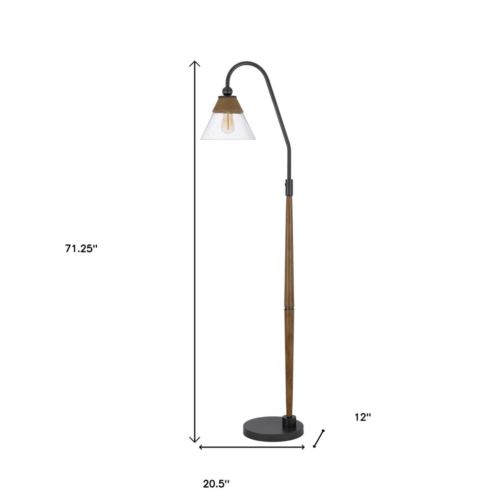 Brown Traditional Shaped Floor Lamp With Clear Transparent Glass Empire Shade By Homeroots | Floor Lamps | Modishstore - 5