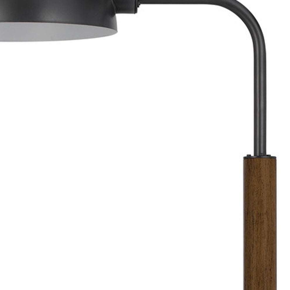 Brown Tray Table Floor Lamp With Bronze Transparent Glass Dome Shade By Homeroots | Floor Lamps | Modishstore - 3
