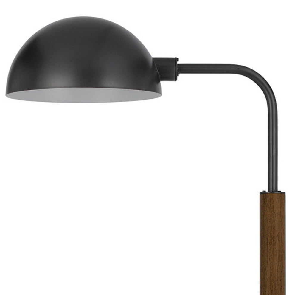 Brown Tray Table Floor Lamp With Bronze Transparent Glass Dome Shade By Homeroots | Floor Lamps | Modishstore - 4