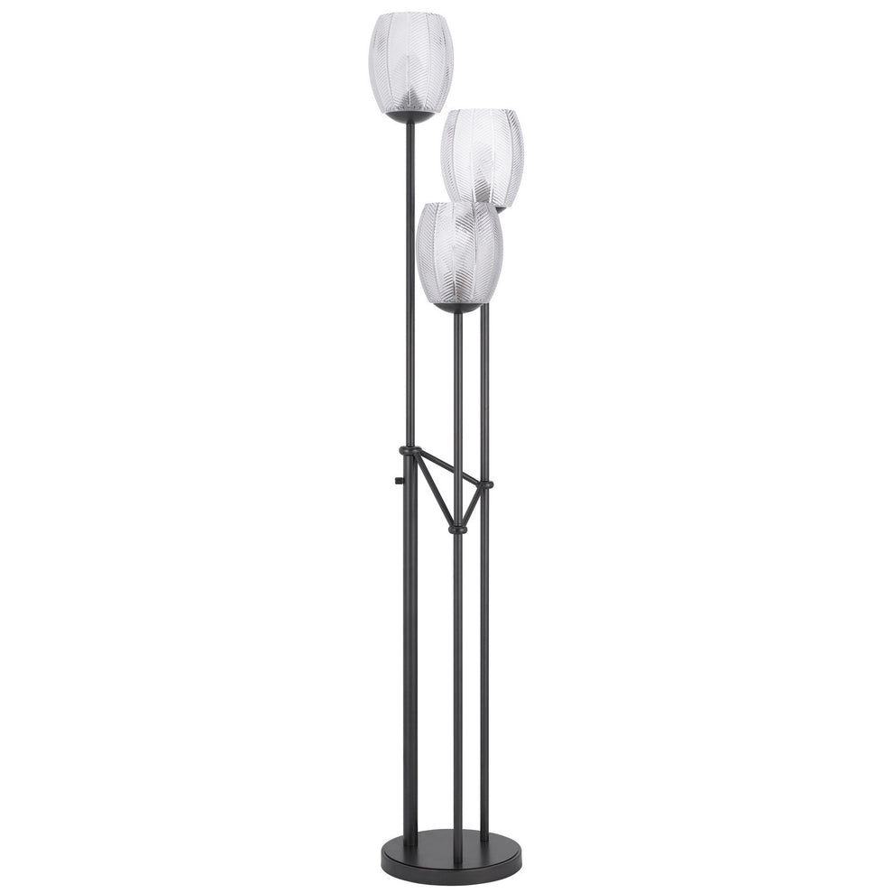 Black Three Light Traditional Shaped Floor Lamp With Clear Transparent Glass Novelty Shade By Homeroots | Floor Lamps | Modishstore - 6