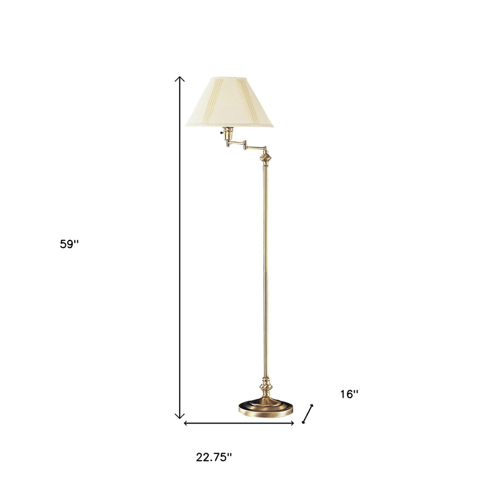 Bronze Metal Swing Arm Floor Lamp With Beige Fabric Empire Shade By Homeroots | Floor Lamps | Modishstore - 4