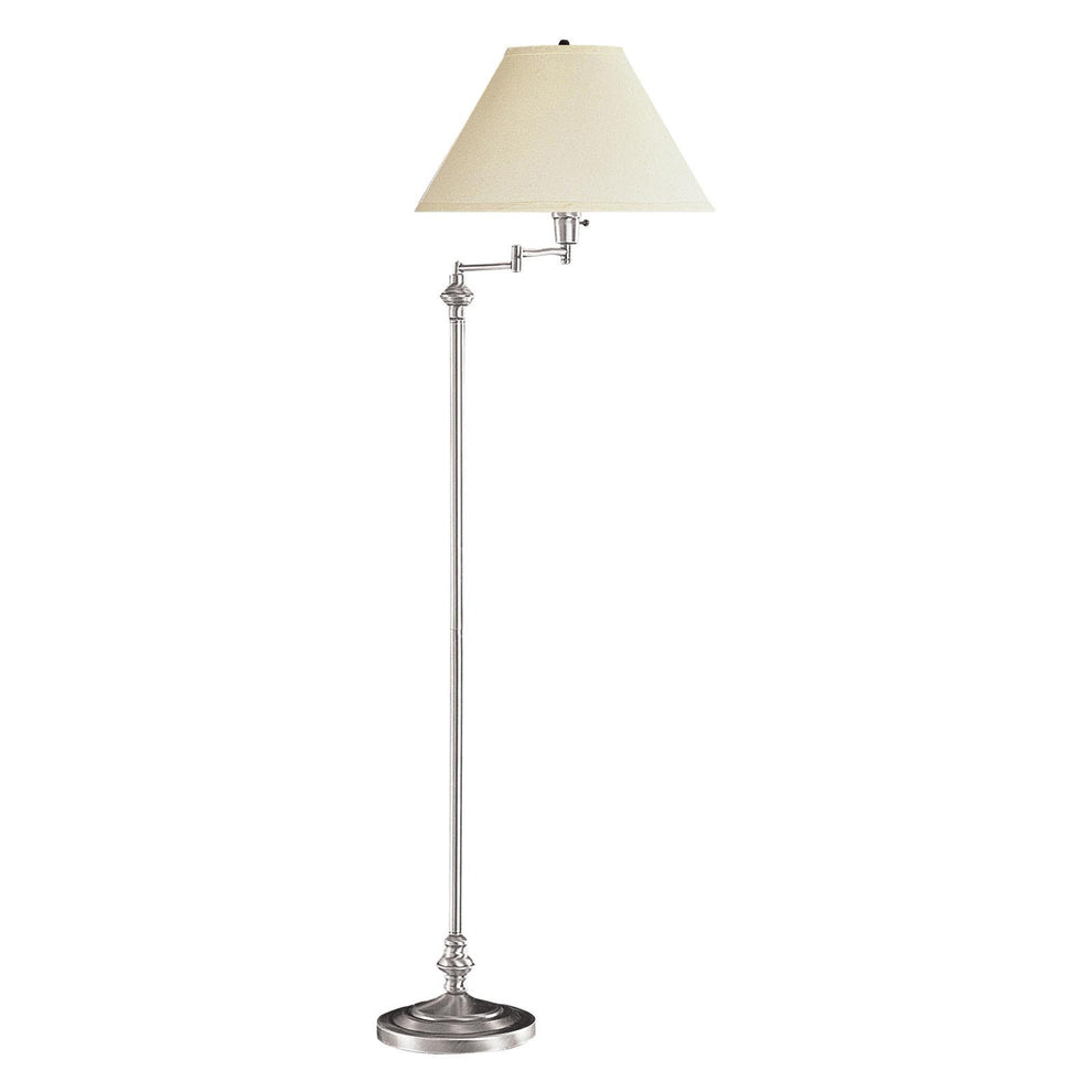 Nickel Swing Arm Floor Lamp With Beige Fabric Empire Shade By Homeroots | Floor Lamps | Modishstore - 2