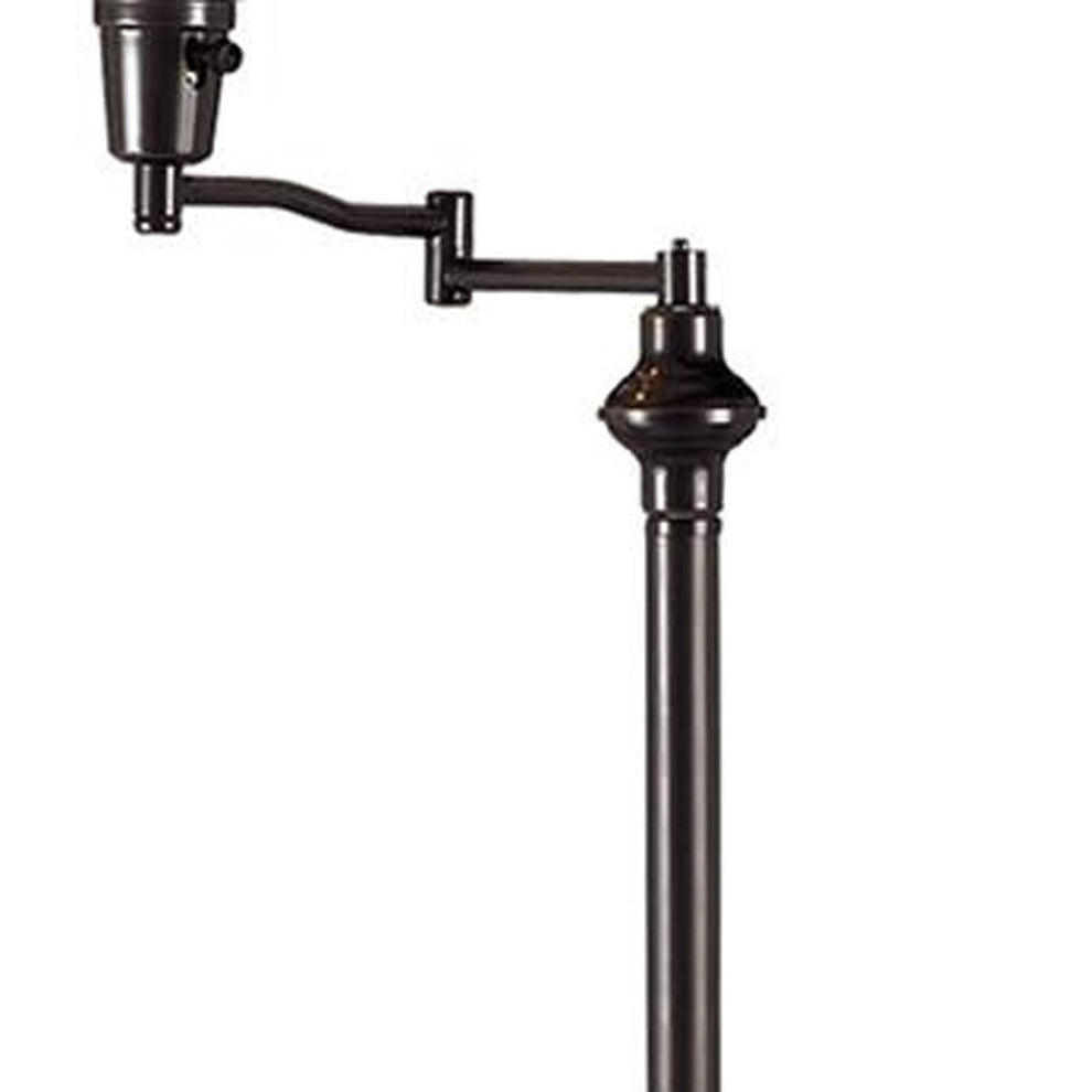 Bronze Swing Arm Floor Lamp With Beige Empire Shade By Homeroots | Floor Lamps | Modishstore - 4