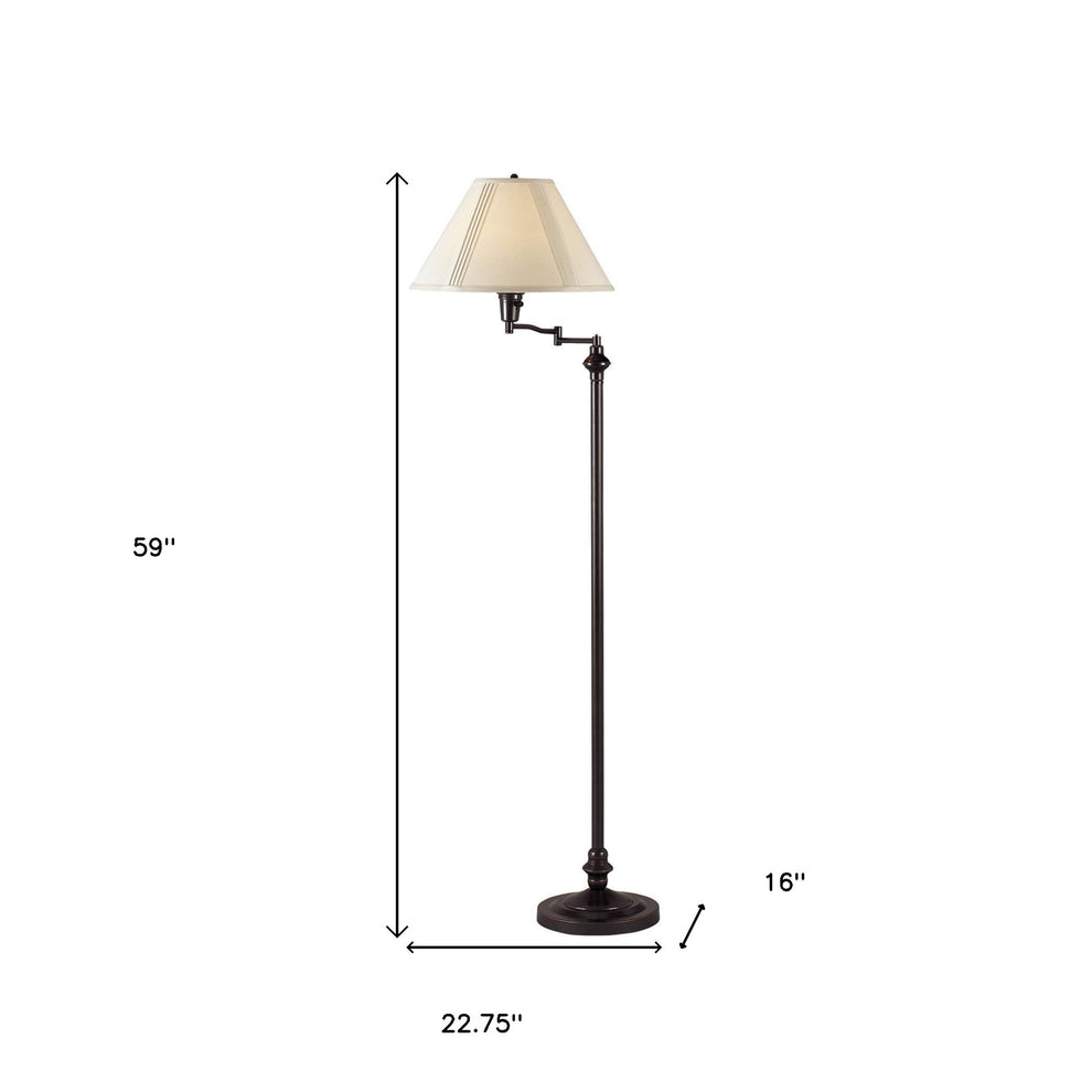 Bronze Swing Arm Floor Lamp With Beige Empire Shade By Homeroots | Floor Lamps | Modishstore - 5