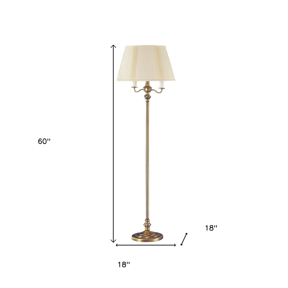 Bronze Four Light Traditional Shaped Floor Lamp With Beige Square Shade By Homeroots | Floor Lamps | Modishstore - 5