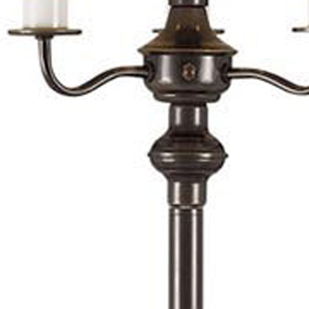 Bronze Metal Four Light Floor Lamp With Beige Fabric Square Shade By Homeroots | Floor Lamps | Modishstore - 3