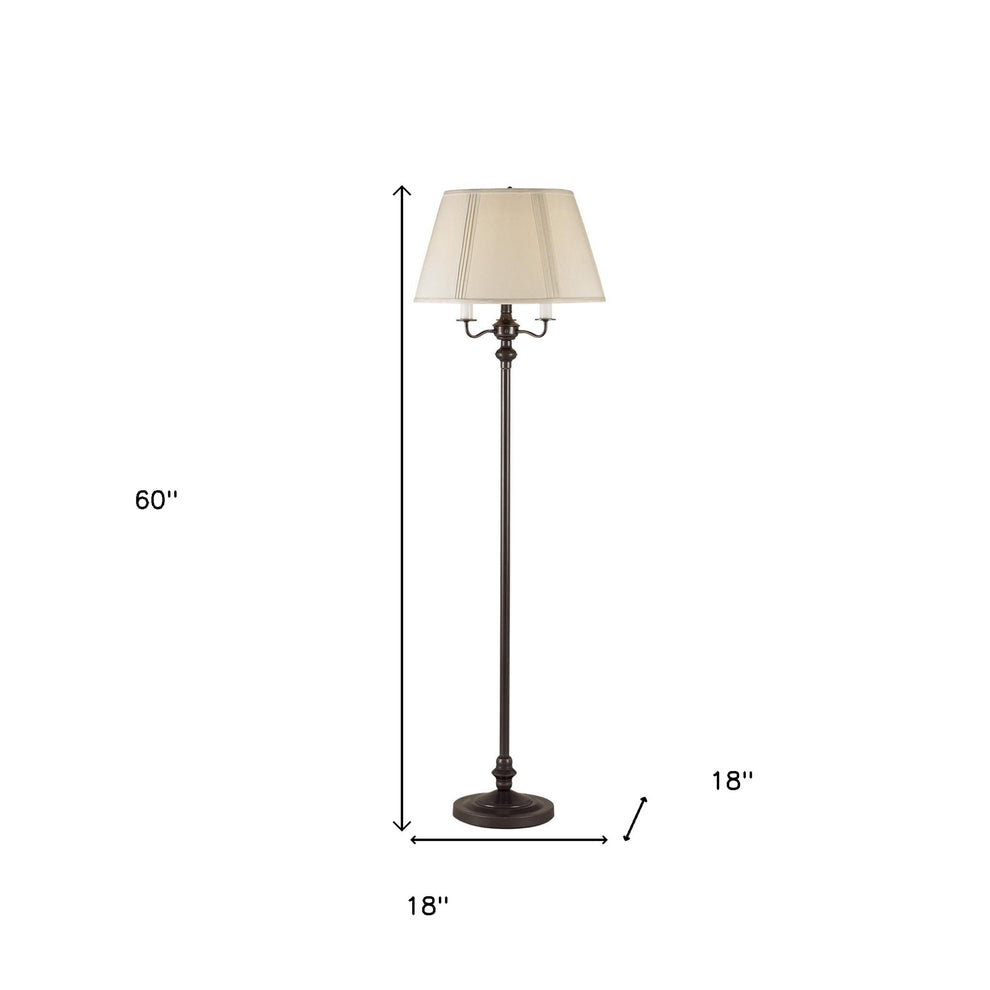 Bronze Metal Four Light Floor Lamp With Beige Fabric Square Shade By Homeroots | Floor Lamps | Modishstore - 5