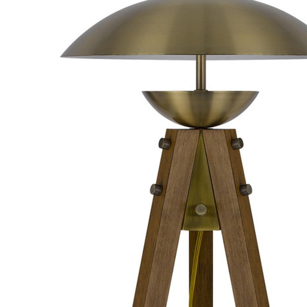 Brass Tripod Floor Lamp With Antiqued Brass Dome Shade By Homeroots | Floor Lamps | Modishstore - 4