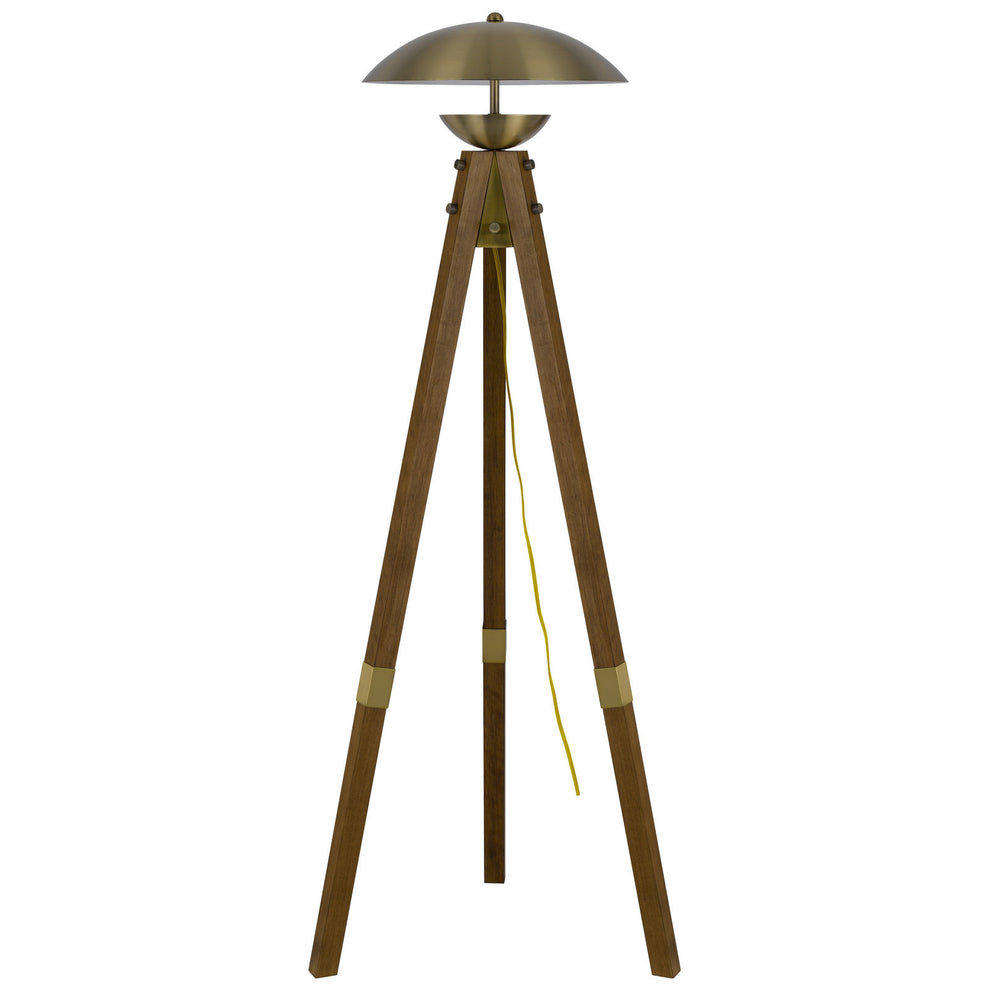Brass Tripod Floor Lamp With Antiqued Brass Dome Shade By Homeroots | Floor Lamps | Modishstore - 6