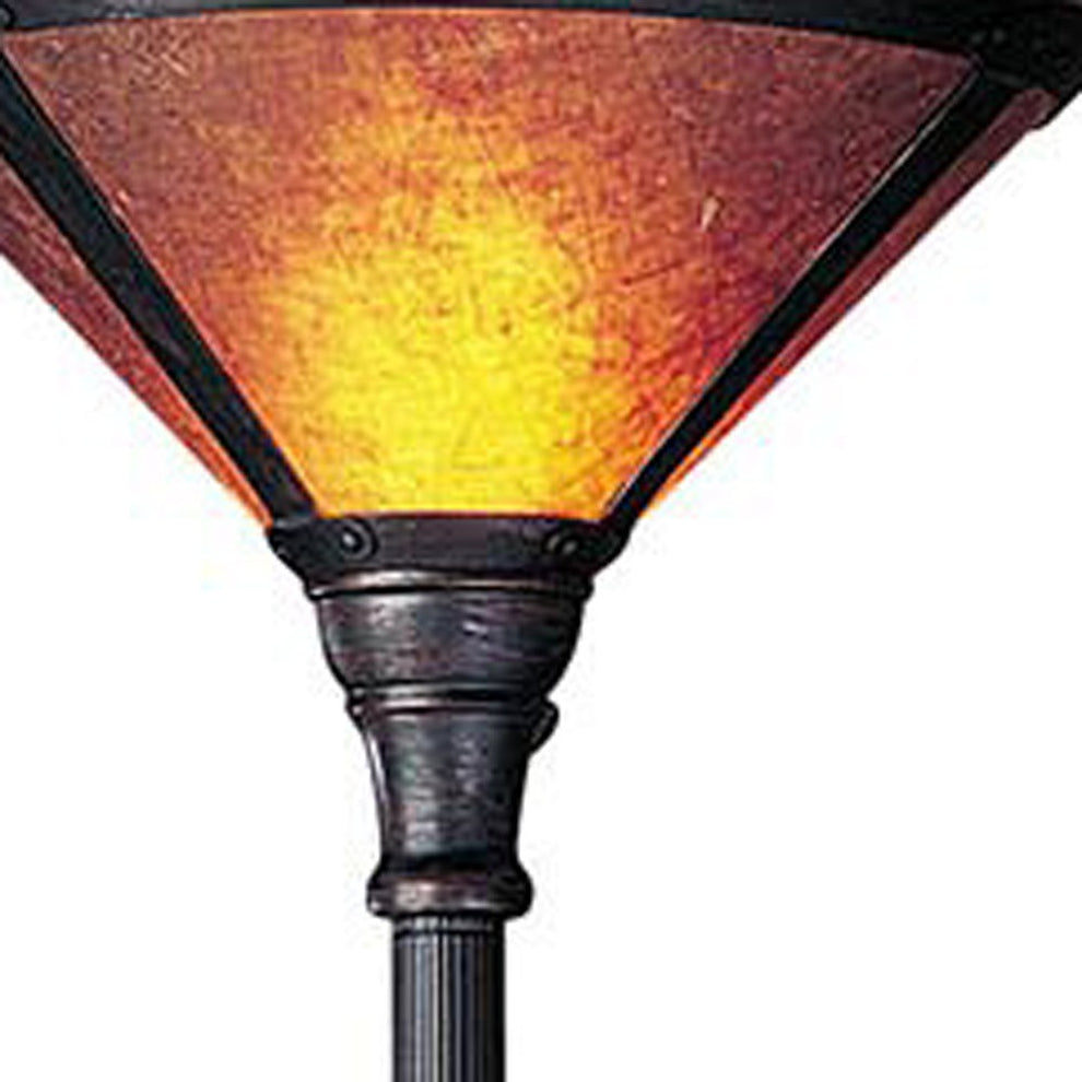 Rusted Torchiere Floor Lamp With Brown Dome Shade By Homeroots | Floor Lamps | Modishstore - 4