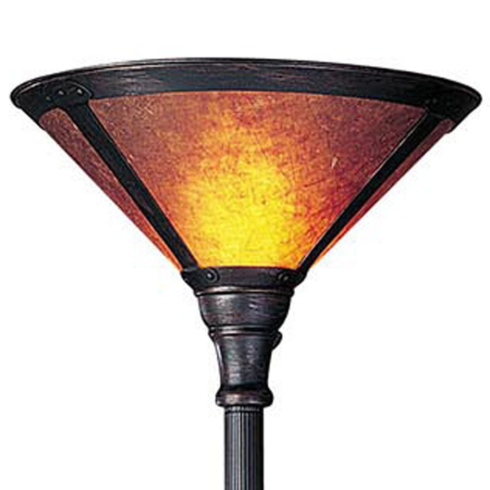 Rusted Torchiere Floor Lamp With Brown Dome Shade By Homeroots | Floor Lamps | Modishstore - 5