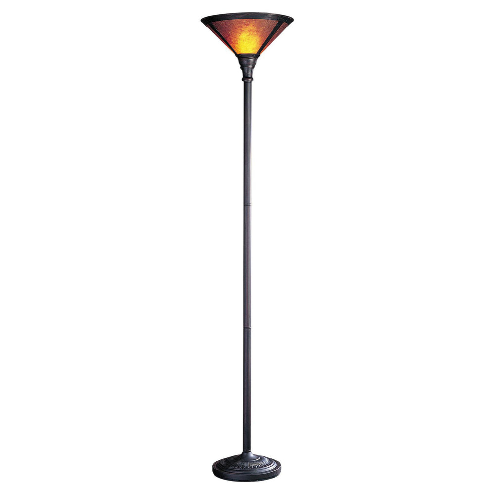 Rusted Torchiere Floor Lamp With Brown Dome Shade By Homeroots | Floor Lamps | Modishstore - 6