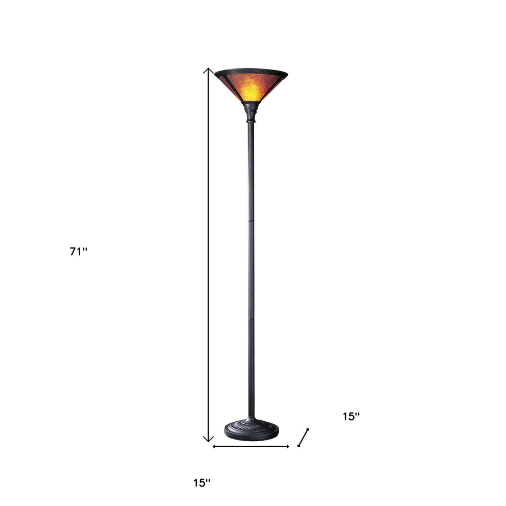 Rusted Torchiere Floor Lamp With Brown Dome Shade By Homeroots | Floor Lamps | Modishstore - 3