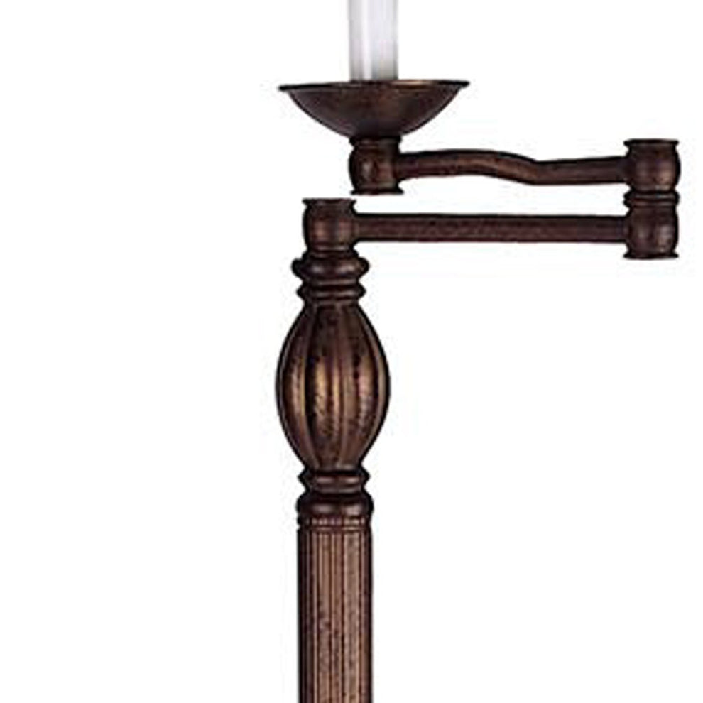 Rusted Swing Arm Floor Lamp With Champagne Bell Shade By Homeroots | Floor Lamps | Modishstore - 5