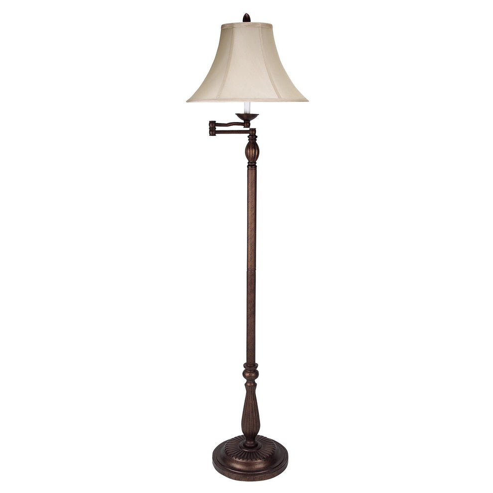 Rusted Swing Arm Floor Lamp With Champagne Bell Shade By Homeroots | Floor Lamps | Modishstore - 6
