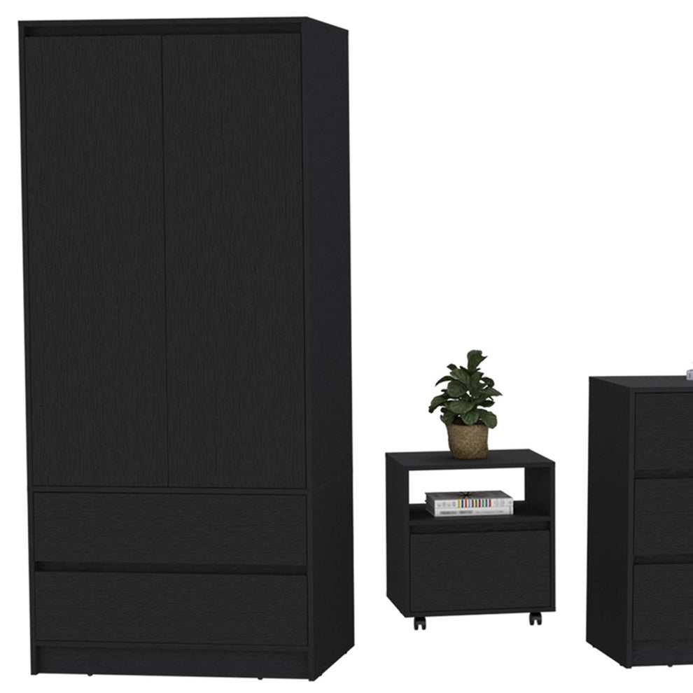 Three Piece Black Bedroom Set By Homeroots | Bedroom Sets | Modishstore - 5