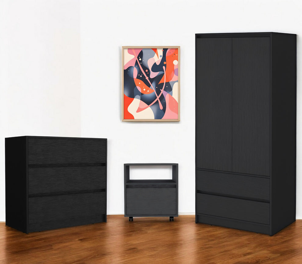 Three Piece Black Bedroom Set By Homeroots | Bedroom Sets | Modishstore - 7