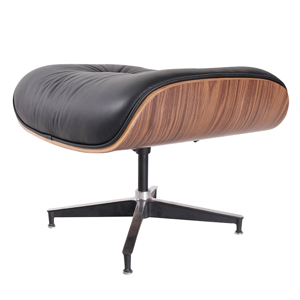 Black and Brown Genuine Leather Tufted Swivel Lounge Chair With Ottoman By Homeroots | Accent Chairs | Modishstore - 4