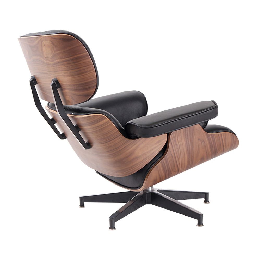 Black and Brown Genuine Leather Tufted Swivel Lounge Chair With Ottoman By Homeroots | Accent Chairs | Modishstore - 5