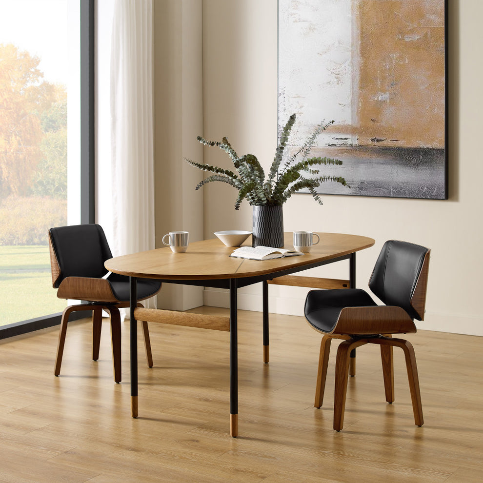 Black And Brown Upholstered Faux Leather Curved Back Dining Side Chair By Homeroots | Dining Chairs | Modishstore - 4