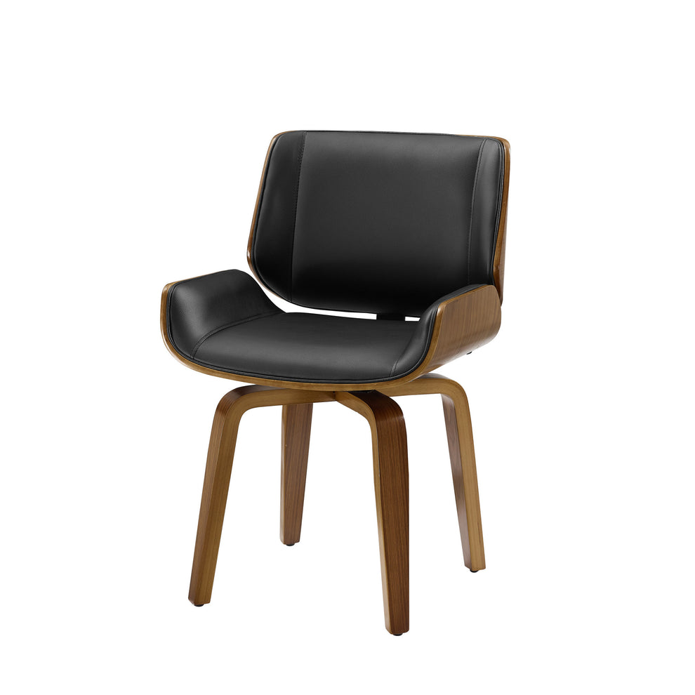 Black And Brown Upholstered Faux Leather Curved Back Dining Side Chair By Homeroots | Dining Chairs | Modishstore - 2