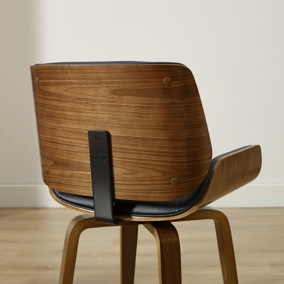 Black And Brown Upholstered Faux Leather Curved Back Dining Side Chair By Homeroots | Dining Chairs | Modishstore - 6