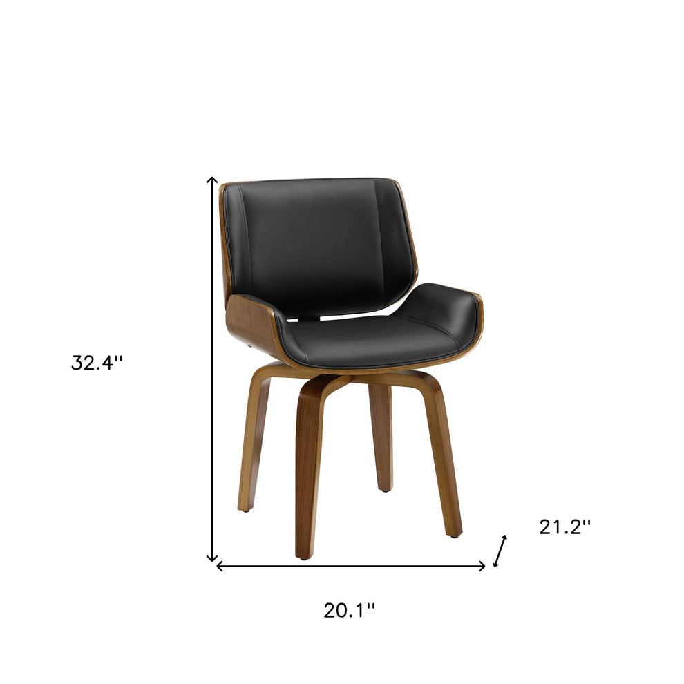 Black And Brown Upholstered Faux Leather Curved Back Dining Side Chair By Homeroots | Dining Chairs | Modishstore - 8