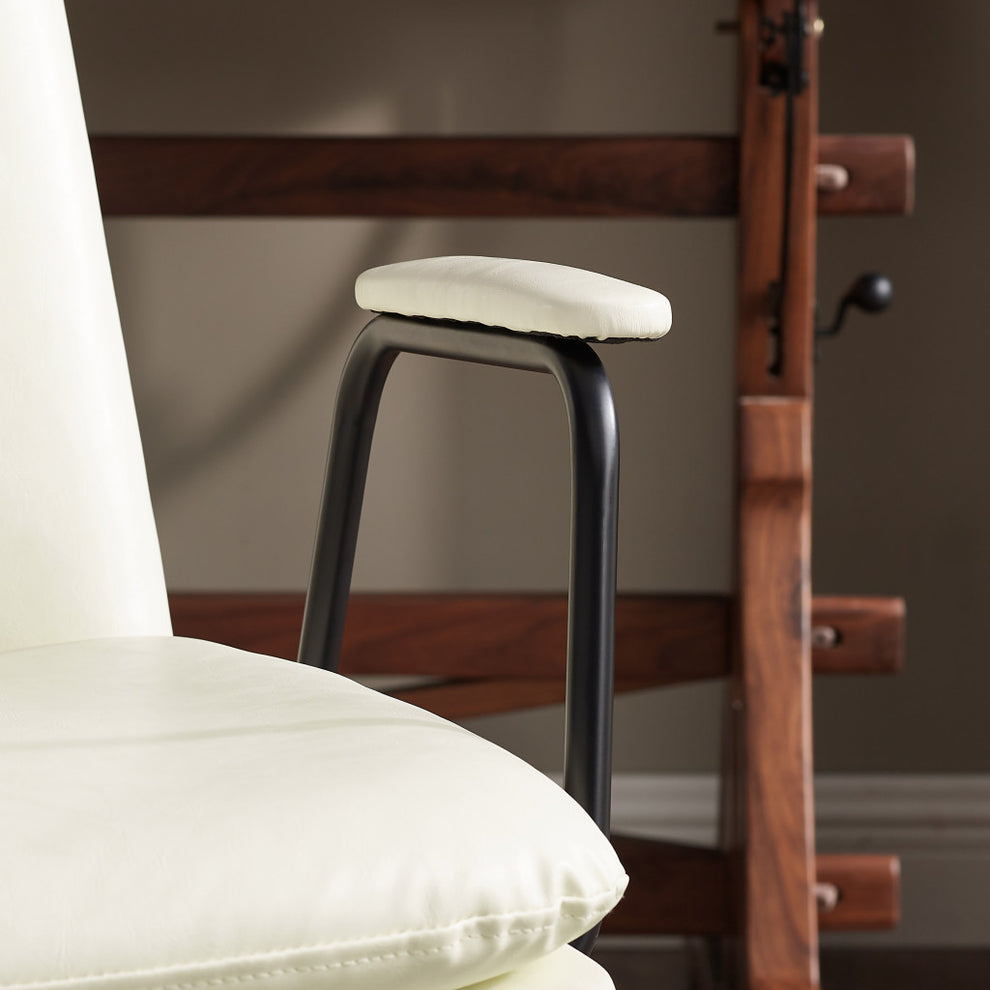 Off White Faux Leather And Brown Swivel Arm Chair By Homeroots | Accent Chairs | Modishstore - 2