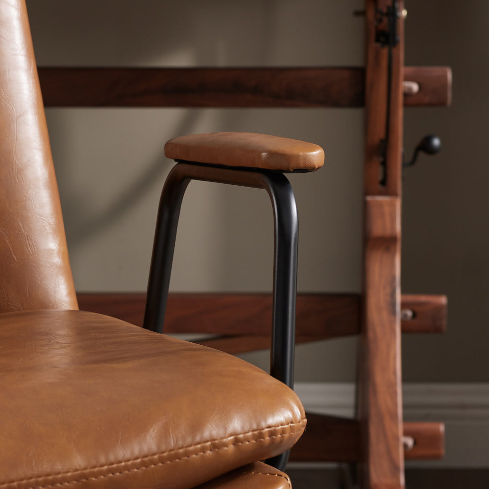 Brown Faux Leather Swivel Arm Chair By Homeroots | Accent Chairs | Modishstore - 2