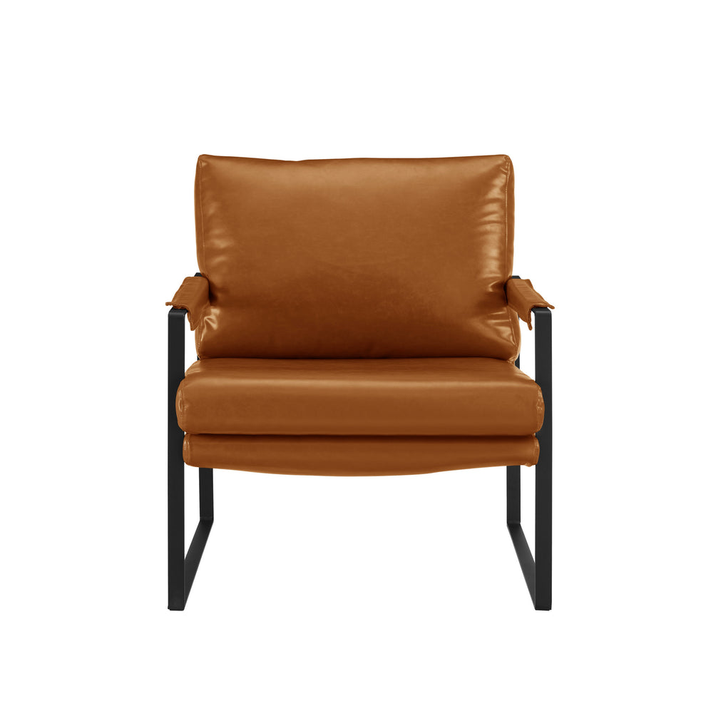Brown Faux Leather And Black Arm Chair By Homeroots | Accent Chairs | Modishstore - 6
