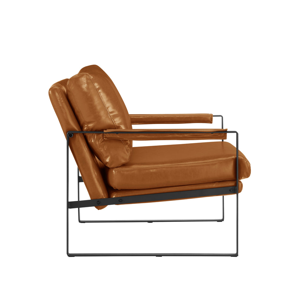 Brown Faux Leather And Black Arm Chair By Homeroots | Accent Chairs | Modishstore - 2