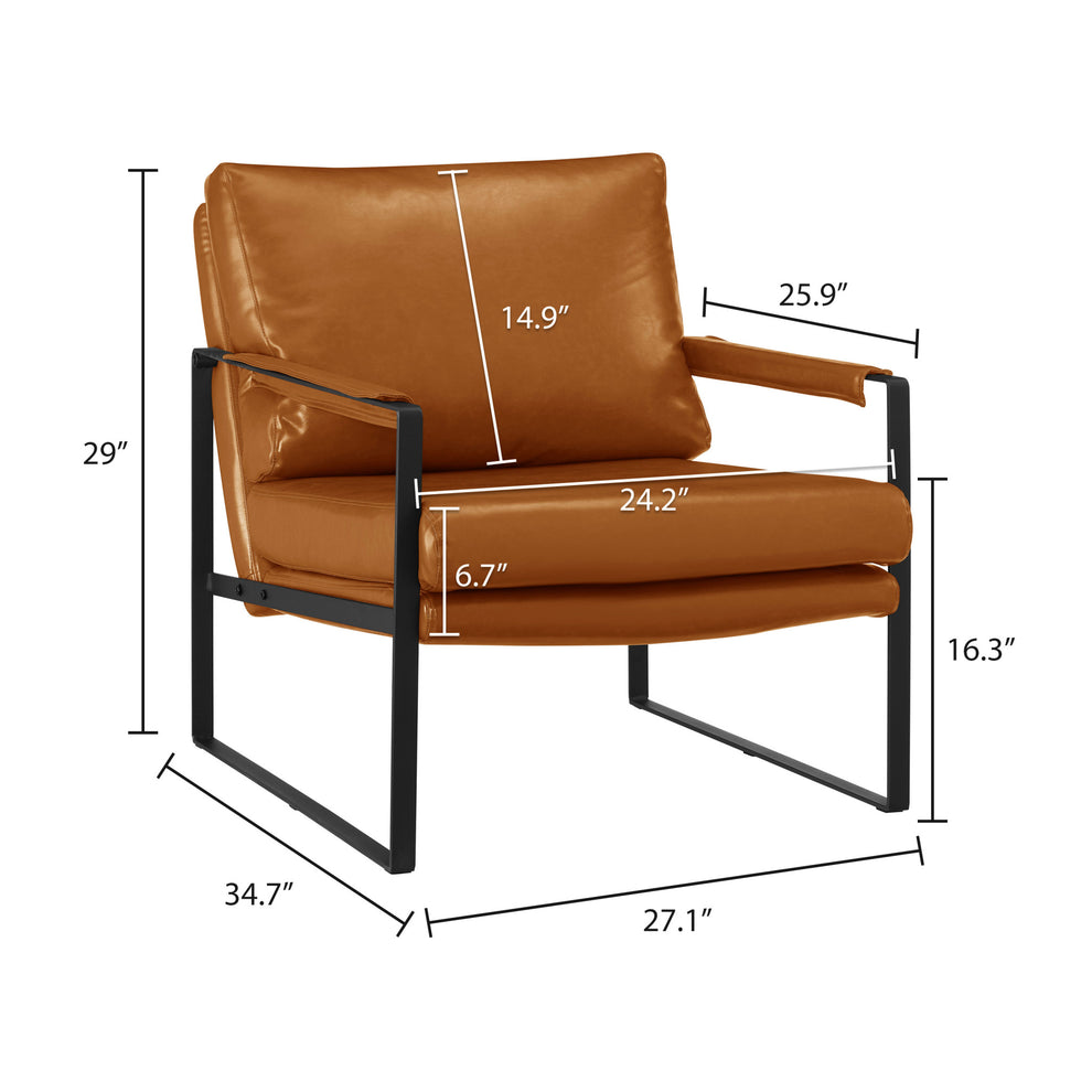 Brown Faux Leather And Black Arm Chair By Homeroots | Accent Chairs | Modishstore - 4