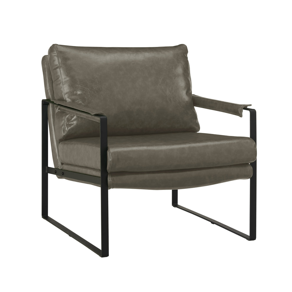 Dark Gray Faux Leather And Black Arm Chair By Homeroots | Accent Chairs | Modishstore - 6