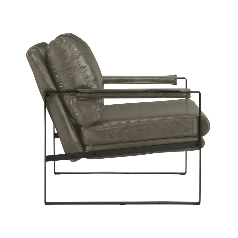Dark Gray Faux Leather And Black Arm Chair By Homeroots | Accent Chairs | Modishstore - 2