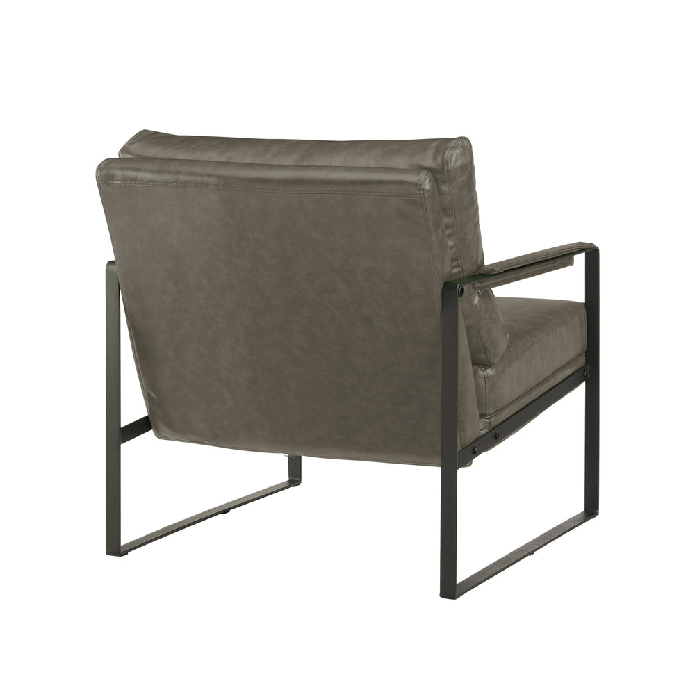 Dark Gray Faux Leather And Black Arm Chair By Homeroots | Accent Chairs | Modishstore - 3