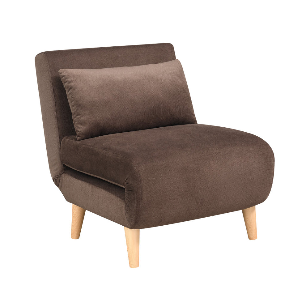 Brown and Natural Upholstered Convertible Chair And Toss Pillow By Homeroots | Accent Chairs | Modishstore - 5