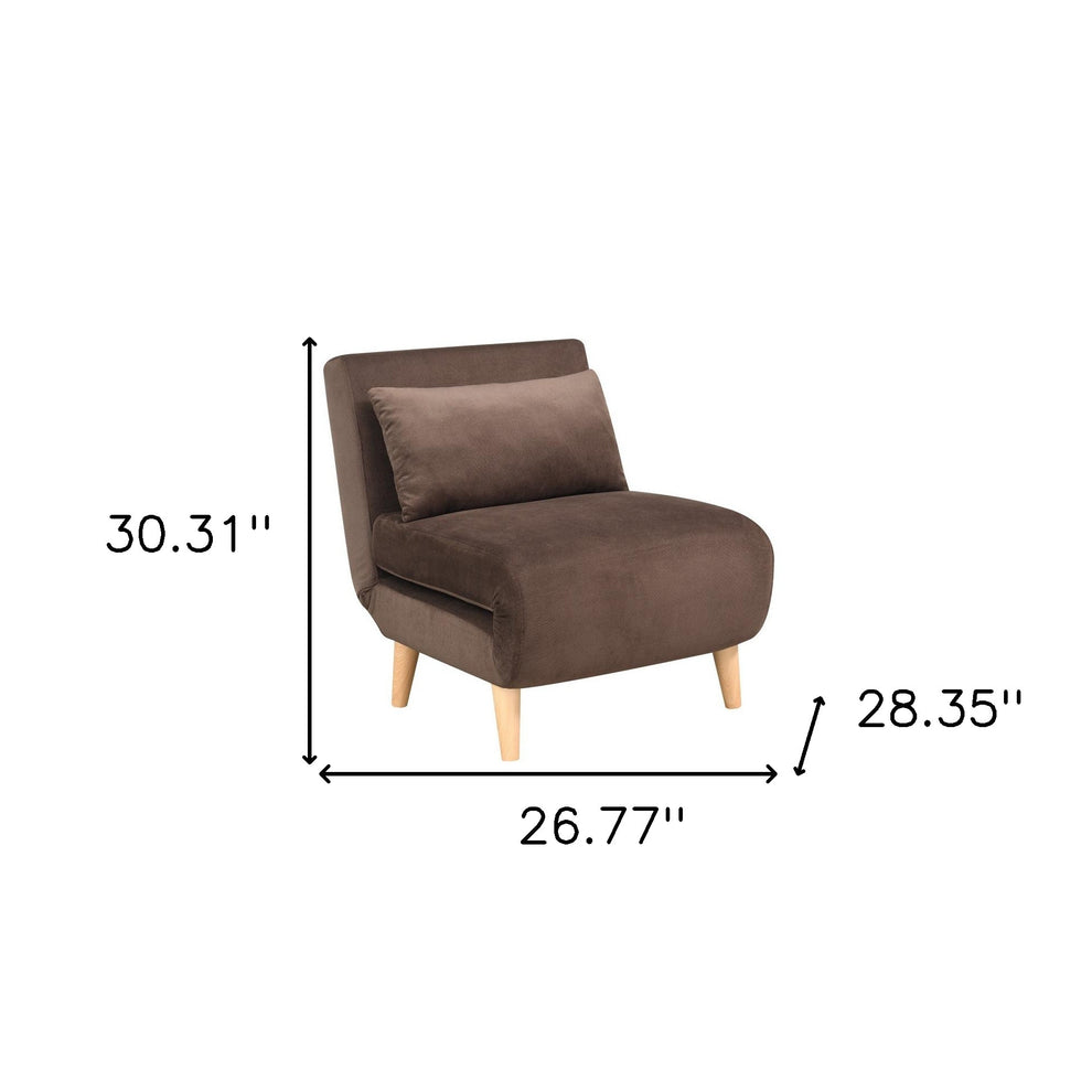 Brown and Natural Upholstered Convertible Chair And Toss Pillow By Homeroots | Accent Chairs | Modishstore - 4