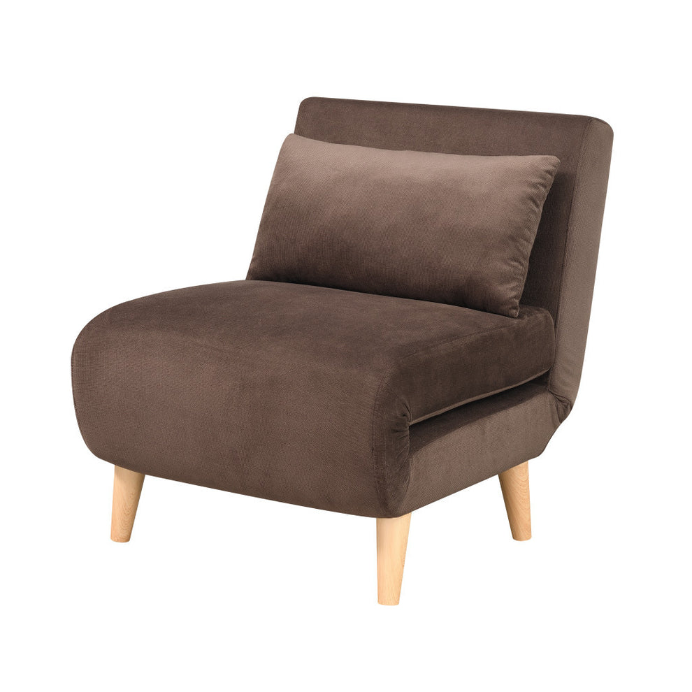 Brown and Natural Upholstered Convertible Chair And Toss Pillow By Homeroots | Accent Chairs | Modishstore - 2