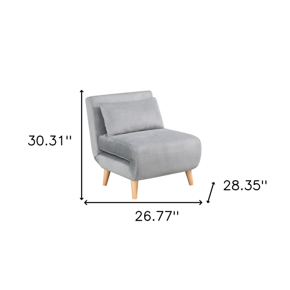 Light Gray and Natural Upholstered Convertible Chair And Toss Pillow By Homeroots | Accent Chairs | Modishstore - 3