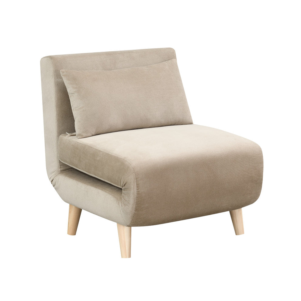 Beige and Natural Upholstered Slipper Chair And Toss Pillow By Homeroots | Accent Chairs | Modishstore - 3