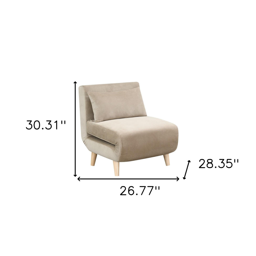Beige and Natural Upholstered Slipper Chair And Toss Pillow By Homeroots | Accent Chairs | Modishstore - 5