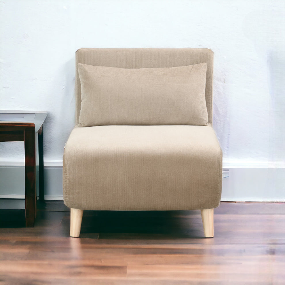 Beige and Natural Upholstered Slipper Chair And Toss Pillow By Homeroots | Accent Chairs | Modishstore - 6