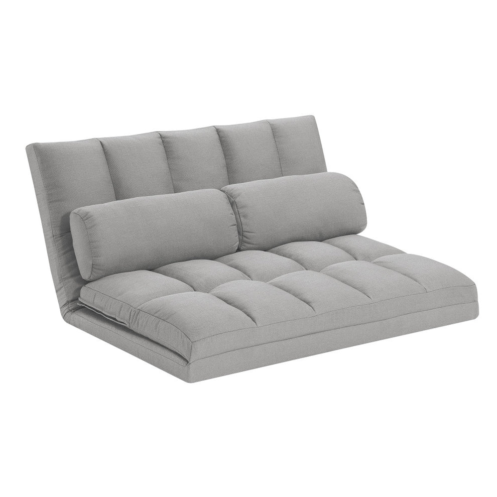 Gray Futon Convertible Sleeper Loveseat and Toss Pillows By Homeroots | Loveseats | Modishstore - 5