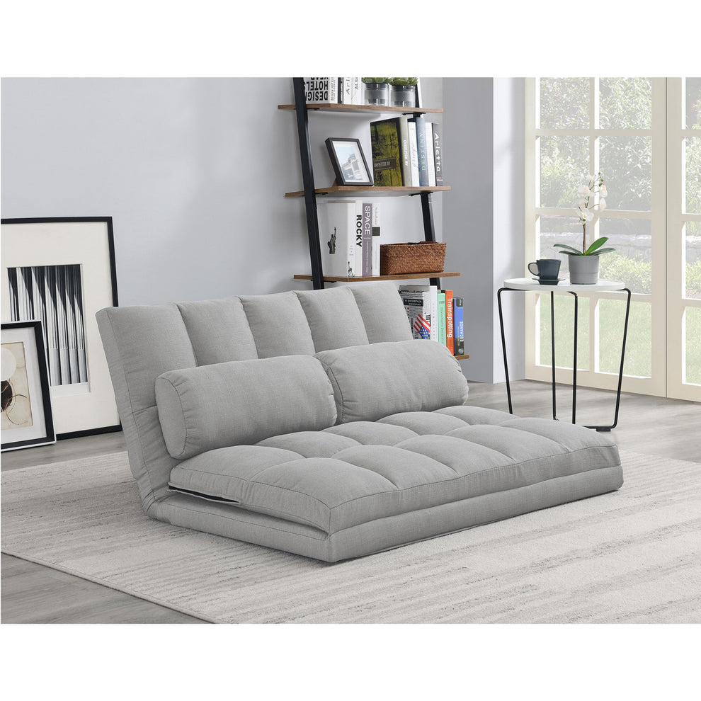 Gray Futon Convertible Sleeper Loveseat and Toss Pillows By Homeroots | Loveseats | Modishstore - 3