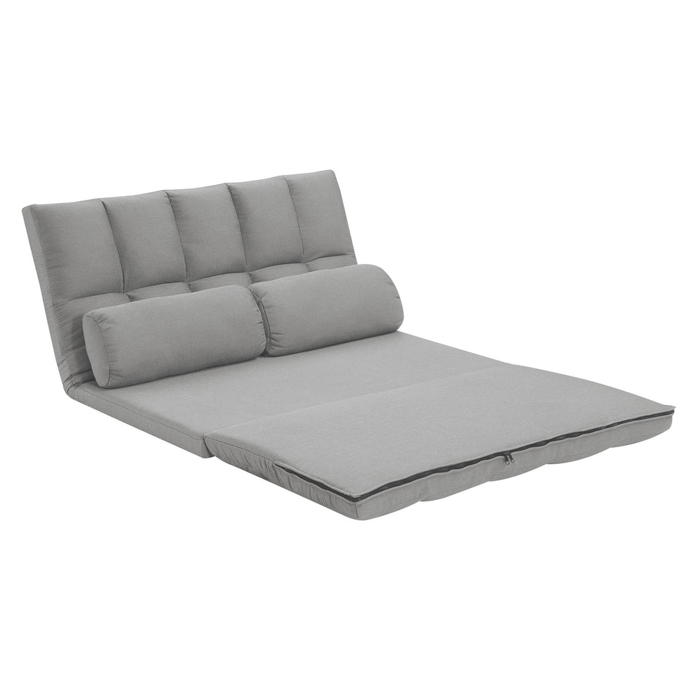 Gray Futon Convertible Sleeper Loveseat and Toss Pillows By Homeroots | Loveseats | Modishstore - 2