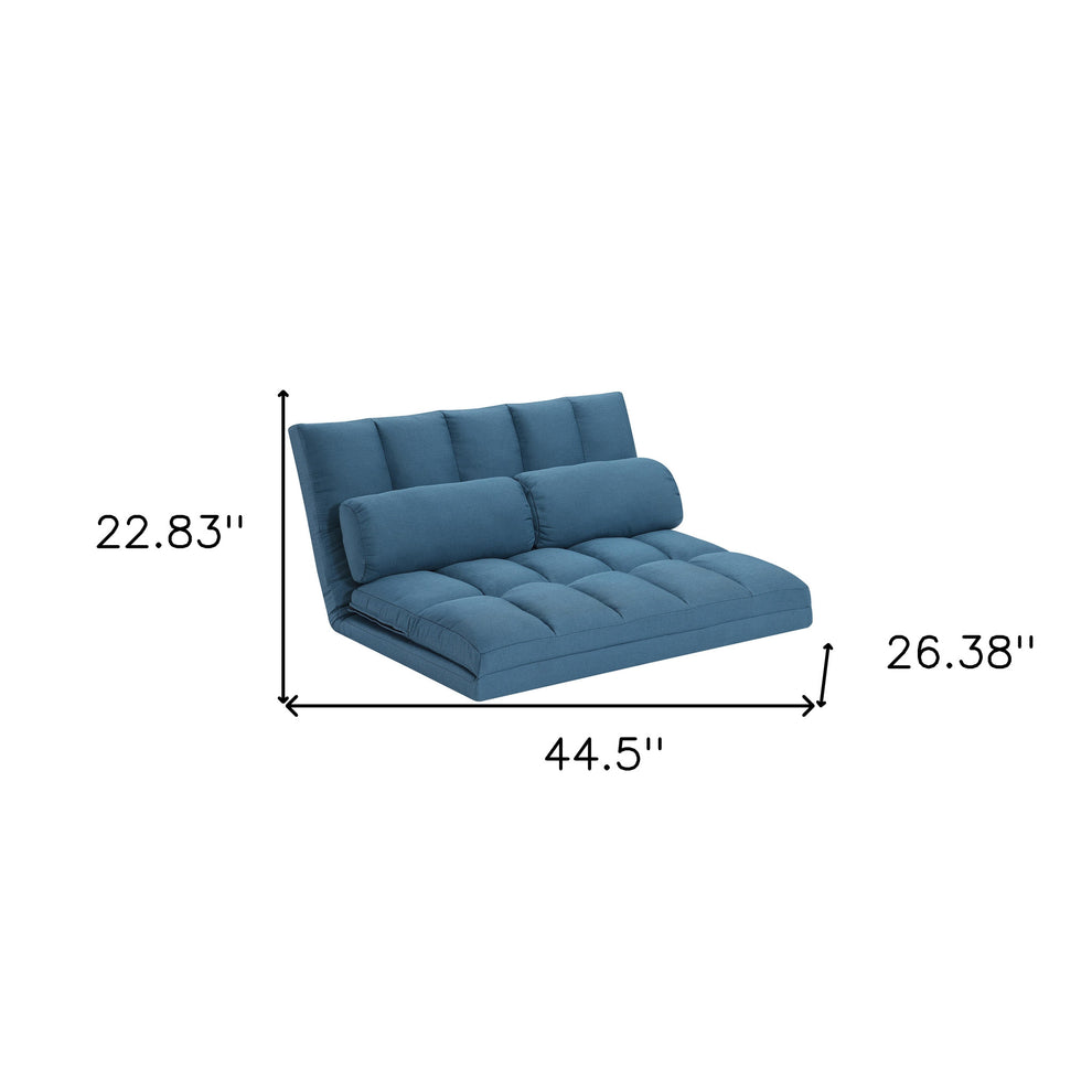 Blue Futon Convertible Sleeper Loveseat and Toss Pillows By Homeroots | Loveseats | Modishstore - 4