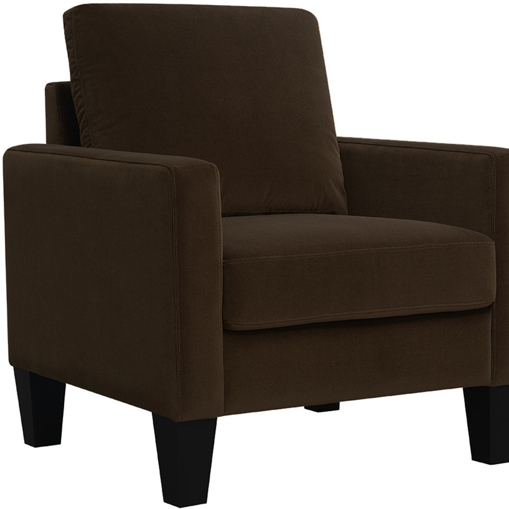 Dark Brown and Black Upholstered Arm Chair By Homeroots | Accent Chairs | Modishstore - 5